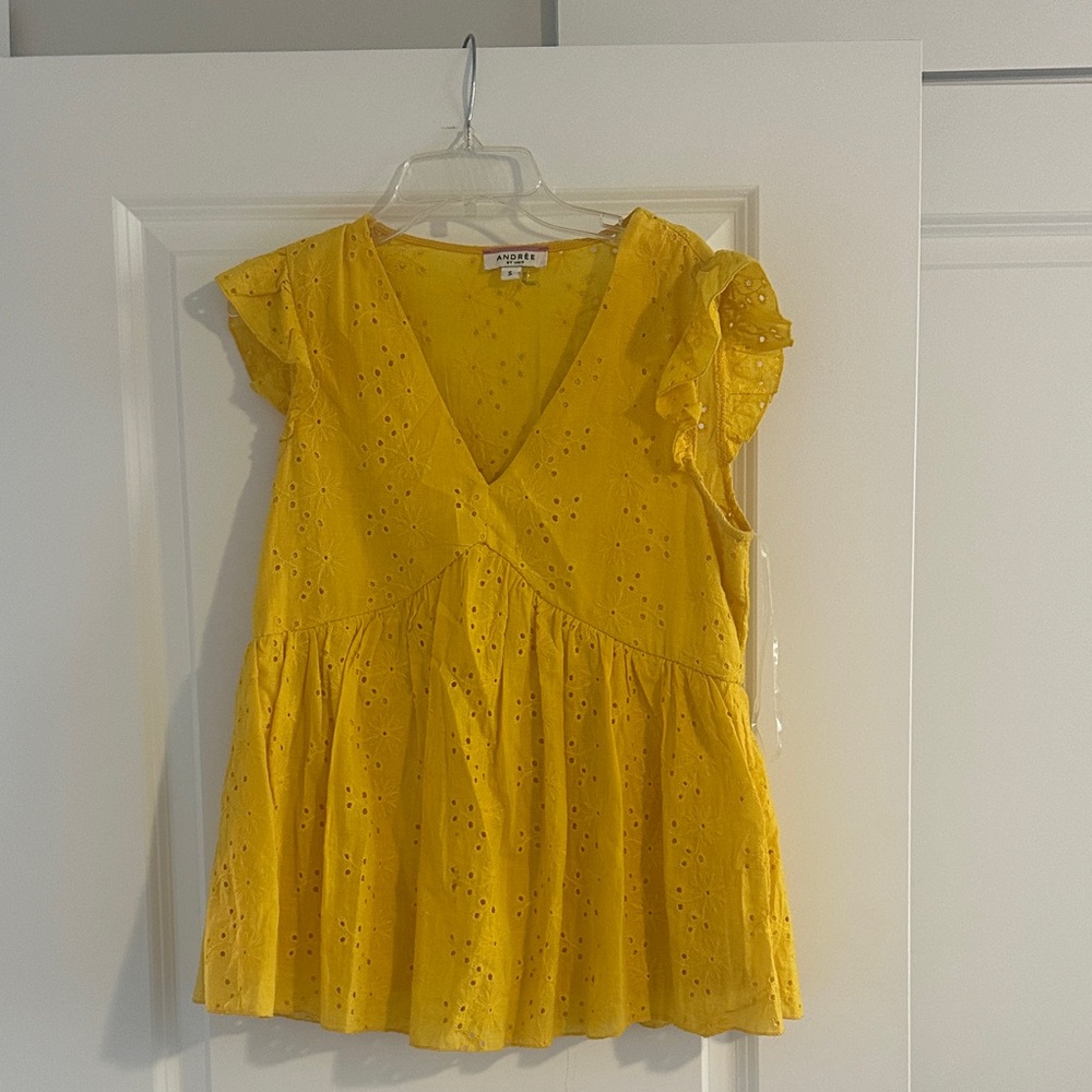 Yellow Eyelet Blouse